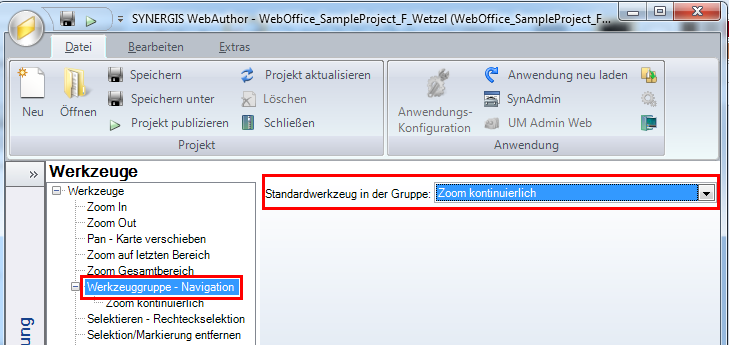 Werkzeuggruppe Navigieren ‚WebOffice 10 R3‛
