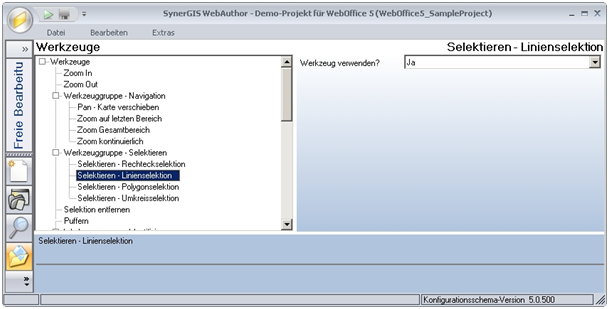 Werkzeug ‚Selektieren-Linienselektion‘ - Kategorie ‚WebOffice 10 R3‛
