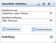 Formular des Werkzeugs ‚Selektion über Fläche‘