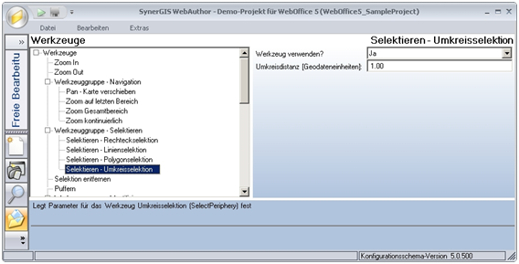 Werkzeug ‚Selektieren-Umkreisselektion’ - Kategorie ‚WebOffice 10 R3‛