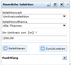 Formular des Werkzeugs ‚Umkreisselektion‘
