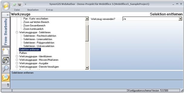 Werkzeug ‚Selektion entfernen‘ - Kategorie ‚WebOffice 10 R3‛