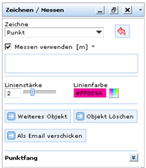 Formular des Werkzeugs ‚Punkt bestimmen’ Formular des Werkzeugs ‚Punkt bestimmen’