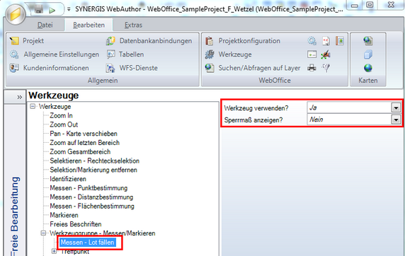 Werkzeug ‚Messen – Lot fällen‘ - Kategorie ‚WebOffice 10 R3‛