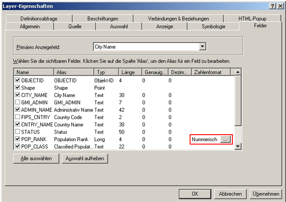 Felder – Format Numerisch Felder – Format Numerisch