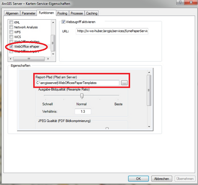 ArcGIS Server Funktionen mit aktivierter WebOffice 10 R3 ePaper Erweiterung in ArcCatalog ArcGIS Server Funktionen mit aktivierter WebOffice 10 R3 ePaper Erweiterung in ArcCatalog