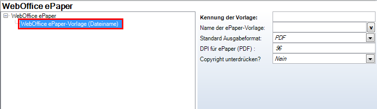 WebOffice ePaper Vorlage Konfiguration