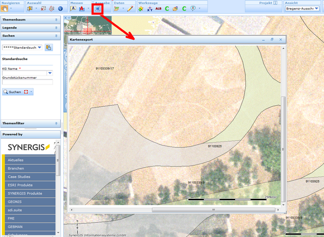 Bildfenster ‚Kartenexport‘ Bildfenster ‚Kartenexport‘