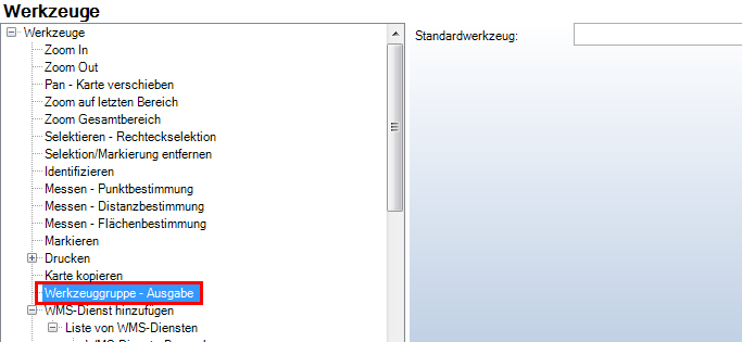 Werkzeuggruppe Ausgabe - WebOffice Kategorie