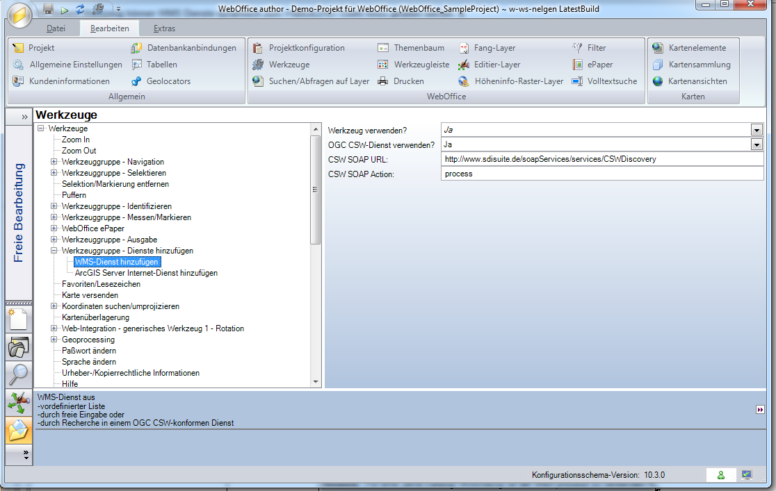 Werkzeug ‚WMS-Dienst hinzufügen‘ - WebOffice Kategorie&nbsp;