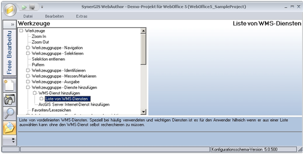 Konfiguration ‚Liste von WMS-Diensten‘