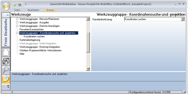 Werkzeuggruppe ‚Koordinatensuche und –projektion‘ - Kategorie ‚WebOffice 10 R3‛