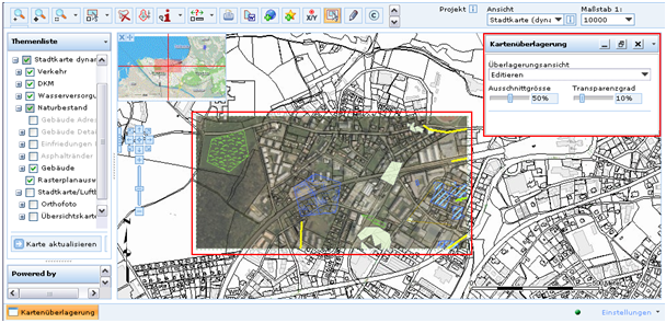 Kartenüberlagerungswerkzeug– Überlagerung von ‘Standard’ und der ‘Zoning’ Kartenansicht
