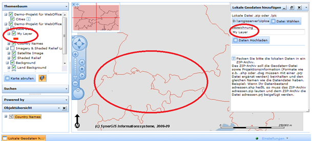 Verwendung des ‘Hochladen lokaler Geodaten’ im WebOffice 10 R3 Client