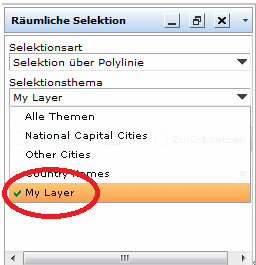 Hochgeladener Layer ist in der Liste der Selektionsthemen enthalten&nbsp;