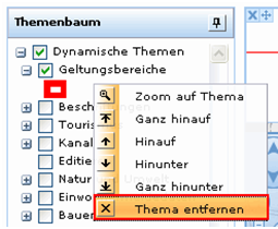 Entfernen eines hochgeladenen Layers im Themenbaum
