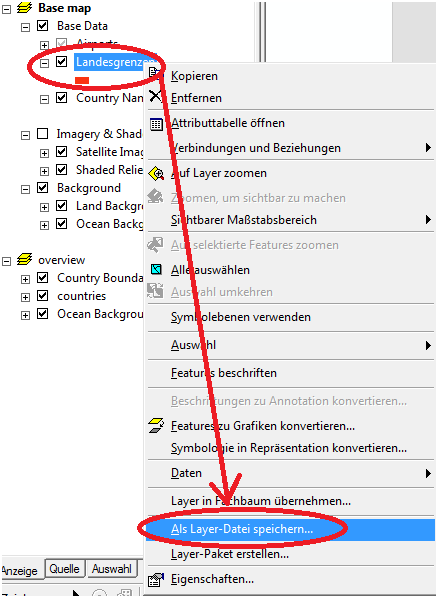 ‘Als Layer-Datei speichern…‘ Funktionalität in ArcMap