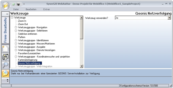 Werkzeug ‚Geonis Netzverfolgung‘ - Kategorie ‚WebOffice 10 R3‛ Werkzeug ‚Geonis Netzverfolgung‘ - Kategorie ‚WebOffice 10 R3‛
