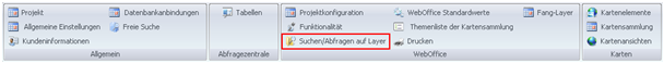 Konfigurationsmenüpunkt ‚Suchen/Abfragen auf Layer‘ Konfigurationsmenüpunkt ‚Suchen/Abfragen auf Layer‘