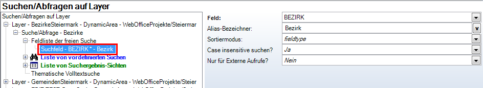 Konfiguration ‚Suchfeld‘ Konfiguration ‚Suchfeld‘