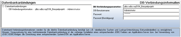 Datenbankverbindung zum Abruf der Lookup-Tabelle Datenbankverbindung zum Abruf der Lookup-Tabelle