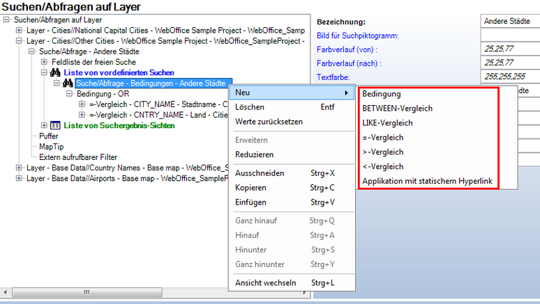 Verfügbare "Vergleich"-Operatoren Verfügbare "Vergleich"-Operatoren