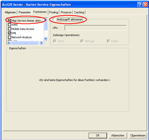 Deaktivierter Webzugriff für ArcGIS Server Dienste Deaktivierter Webzugriff für ArcGIS Server Dienste