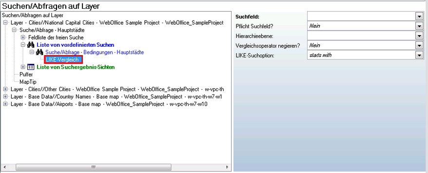 Konfiguration des "LIKE Vergleich"-Operators Konfiguration des "LIKE Vergleich"-Operators