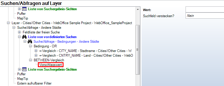 Konfiguration "Vorschlagswert" Konfiguration "Vorschlagswert"