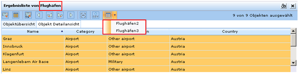 Drop-down-Menü im WebOffice 10 R3 Client zum Wechsel der ‚Suchergebnis-Sichten‘ Drop-down-Menü im WebOffice 10 R3 Client zum Wechsel der ‚Suchergebnis-Sichten‘