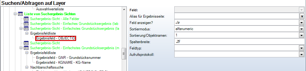 Ergebnisfeld Konfiguration