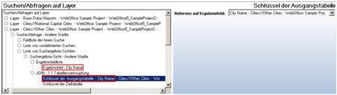 Voraussetzung für das Schlüsselfeld der ‚Ausgangstabelle‘ - Festlegung als übergeordneten Suchergebnisses
