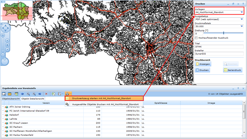 Druckwerkzeug starten mit <Druckvorlage> im WebOffice html client