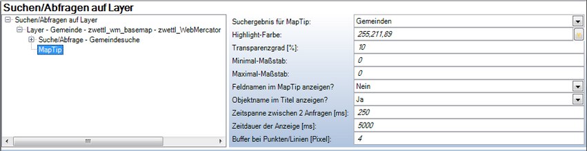Konfiguration des layerspezifischen ‚MapTip‘