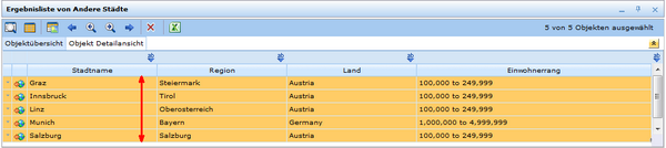 Ergebniszeilen im Suchergebnis im WebOffice html Client