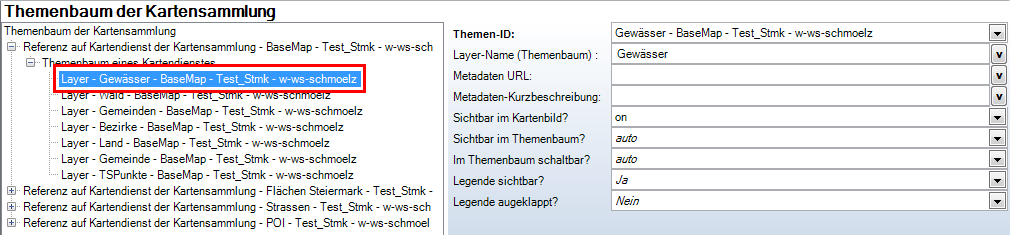 Layer Konfiguration (Themenbaum der Kartensammlung) Layer Konfiguration (Themenbaum der Kartensammlung)