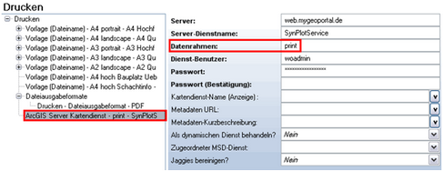 Konfiguration des ArcGIS Server Kartendienstes zum Drucken