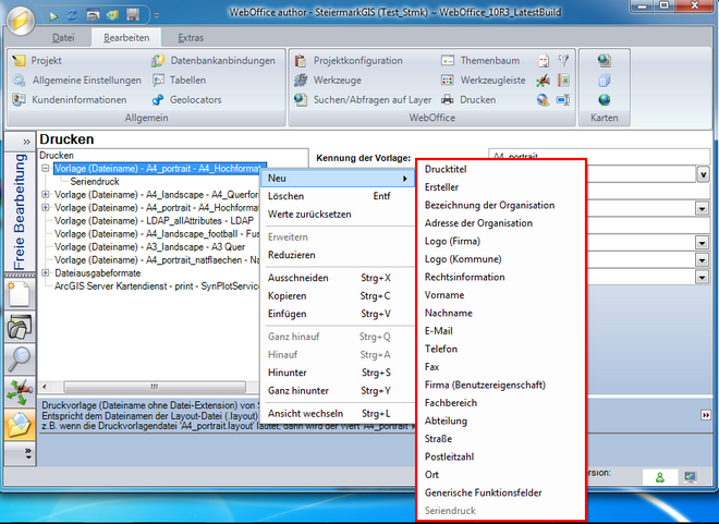 Verfügbare Funktionsfelder