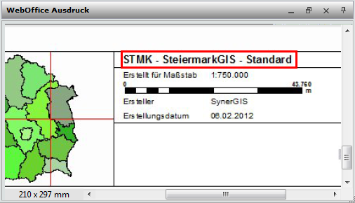 Drucktitel mit Projektnamen und Kartenansicht (getrennt durch Bindestriche) Drucktitel mit Projektnamen und Kartenansicht (getrennt durch Bindestriche)