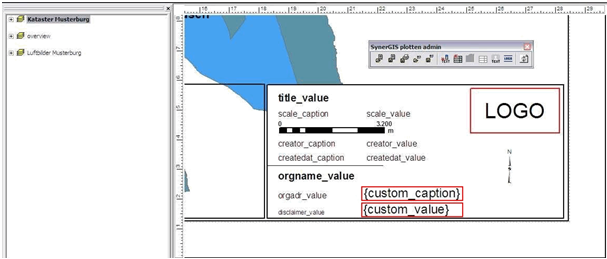 Layout mit den hinzugefügten Feldern ‚custom_caption’ und ‚custom_value‘- SYNERGIS Plotten admin Layout mit den hinzugefügten Feldern ‚custom_caption’ und ‚custom_value‘- SYNERGIS Plotten admin
