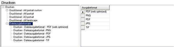 Konfiguration ‚Dateiausgabeformate‘