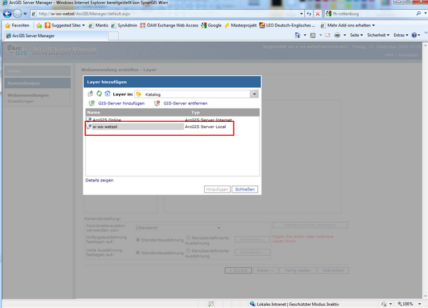 Hinzufügen eines Kartendienstes vom Typ ‚ArcGIS Server Local‘