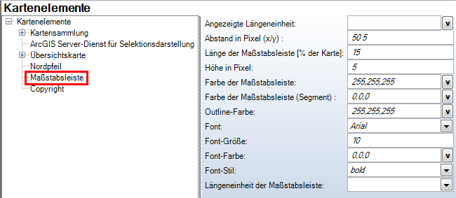 Konfiguration von ‚Maßstabsleiste‘ Konfiguration von ‚Maßstabsleiste‘