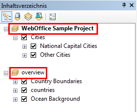 Datenrahmen eines ArcGIS Kartendokuments