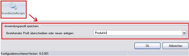 Applikationsprofil speichern Applikationsprofil speichern