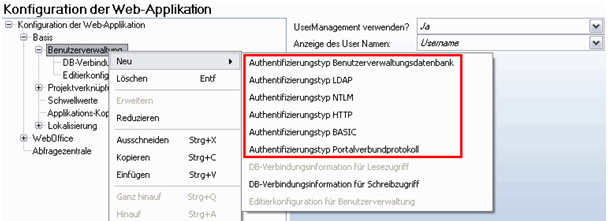 Konfiguration der Authentifizierungstypen - application_config Konfiguration der Authentifizierungstypen - application_config