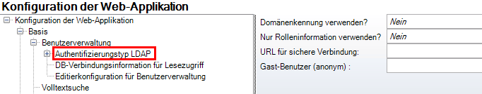 Authentifizierungstyp LDAP in der application_config Authentifizierungstyp LDAP in der application_config