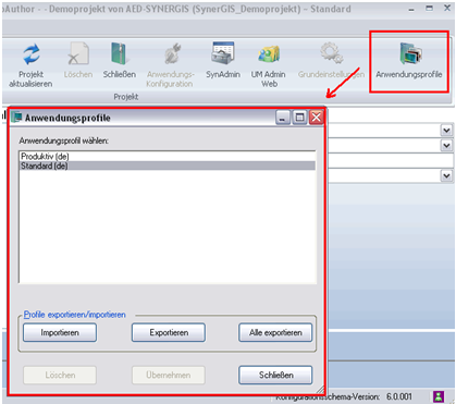 Dialog Anwendungsprofile Dialog Anwendungsprofile