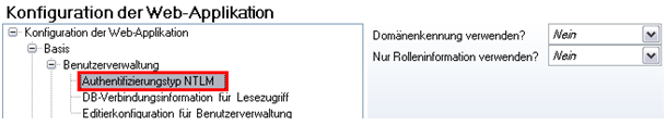 Konfiguration Authentifizierungstyp NTLM Konfiguration Authentifizierungstyp NTLM
