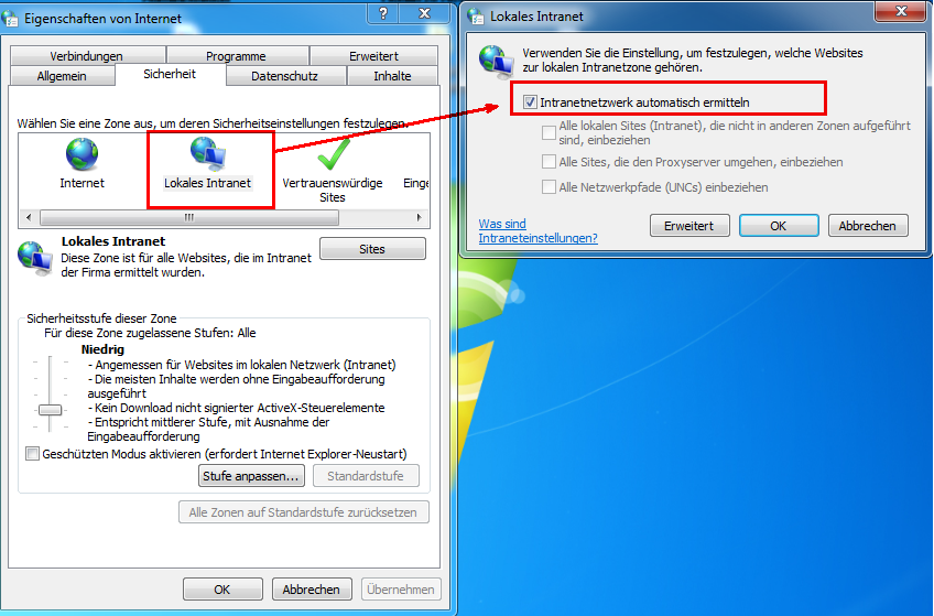 IE Sicherheitseinstellungen IE Sicherheitseinstellungen